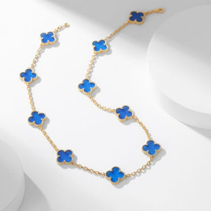 [Select]CLOVER 10 MOTIFS BLUE AGATE NECKLACE