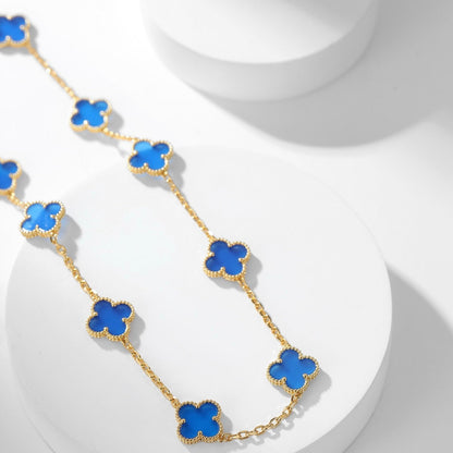 [Select]CLOVER 10 MOTIFS BLUE AGATE NECKLACE