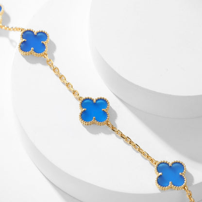 [Select]CLOVER 10 MOTIFS BLUE AGATE NECKLACE