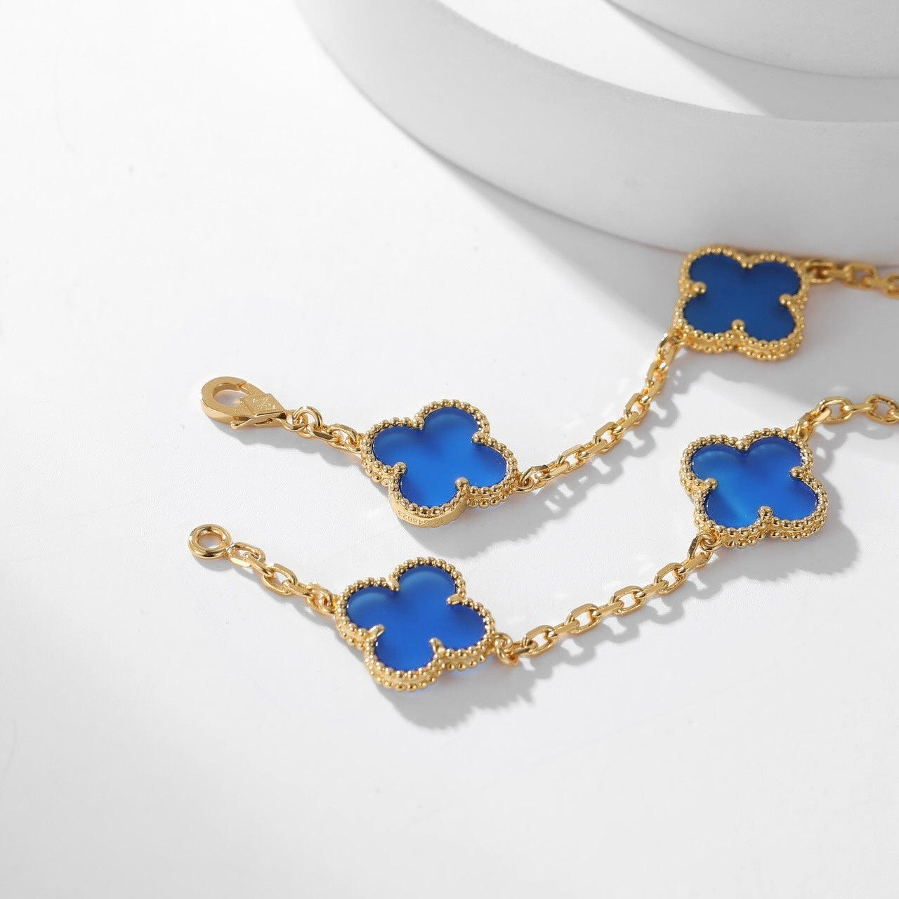 [Select]CLOVER 10 MOTIFS BLUE AGATE NECKLACE