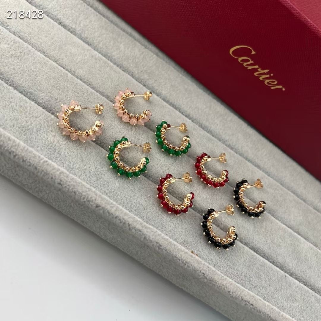 [Select]NEW COLORED GEMSTONE COLLECTION SMALL HOOP EARRINGS