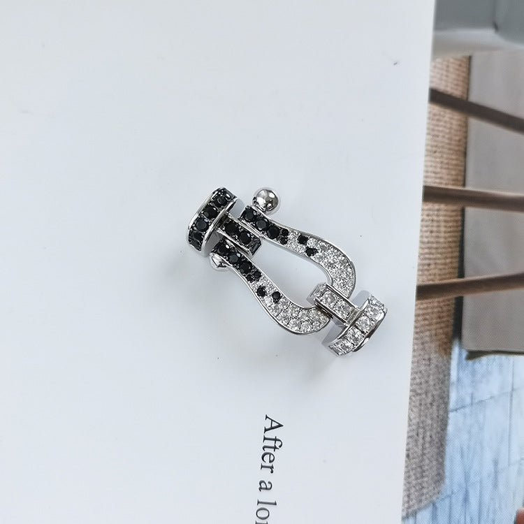 [Select]FORCE LARGE HORSESHOE BLACK WHITE DIAMOND BRACELET Select GOLD