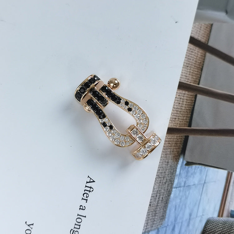 [Select]FORCE LARGE HORSESHOE BLACK WHITE DIAMOND BRACELET SILVER