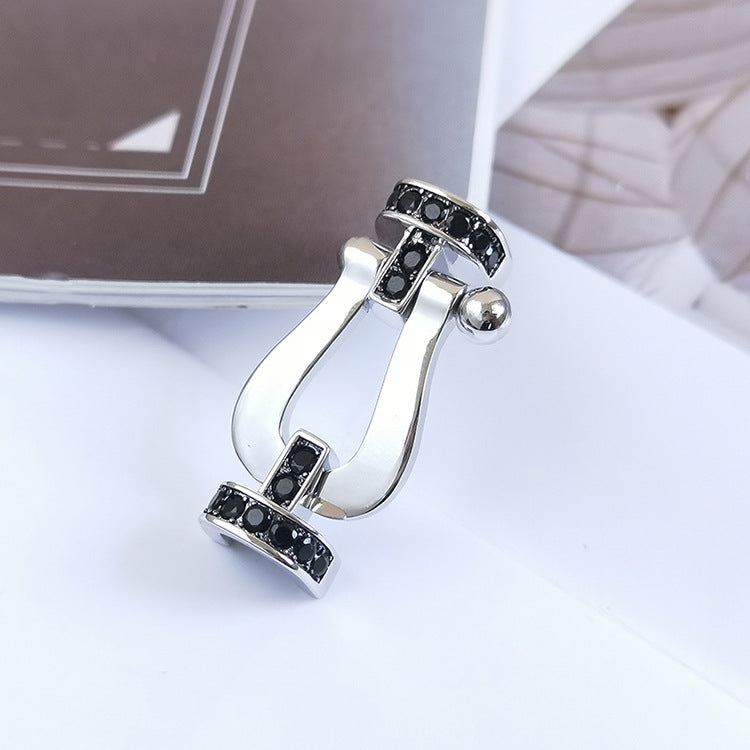 [Select]FORCE LARGE HORSESHOE BLACK DIAMOND BRACELET SILVER
