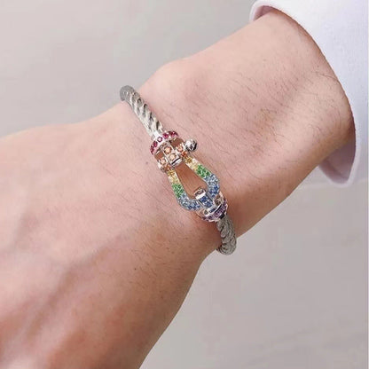 [Select]FORCE LARGE HORSESHOE  COLORED DIAMOND BRACELET Select GOLD