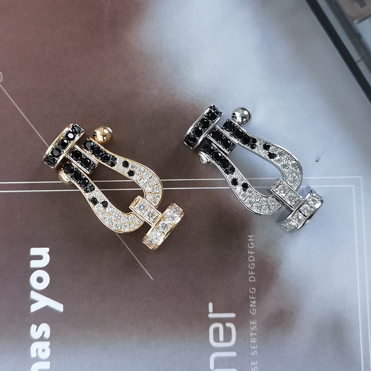 [Select]FORCE LARGE HORSESHOE BLACK WHITE DIAMOND BRACELET Select GOLD