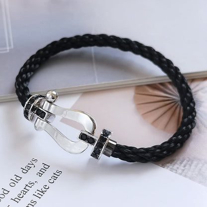 [Select]FORCE LARGE HORSESHOE BLACK DIAMOND BRACELET SILVER