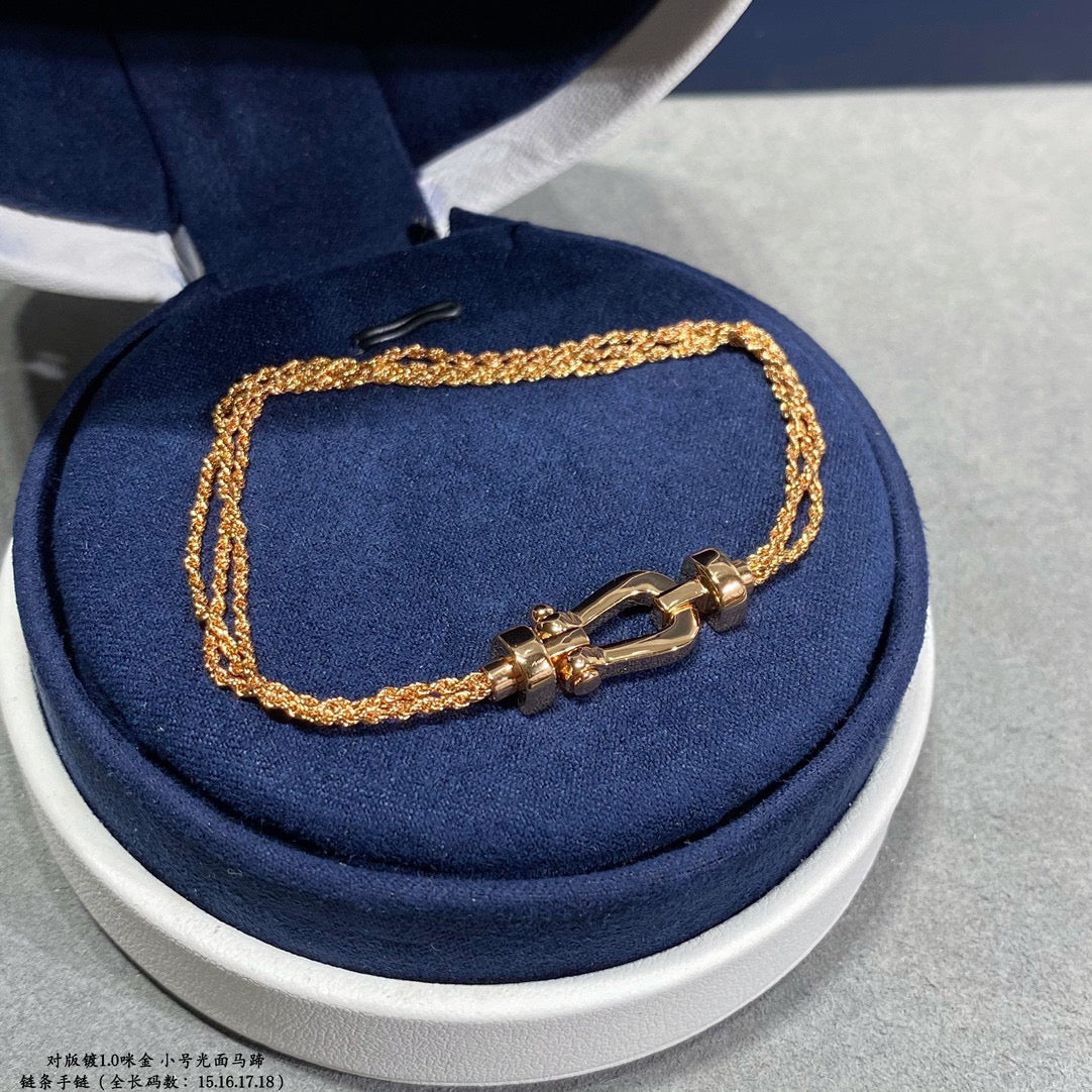 [Select]FORCE SMALL HORSESHOE  DIAMOND CHAIN ROPE BRACELET