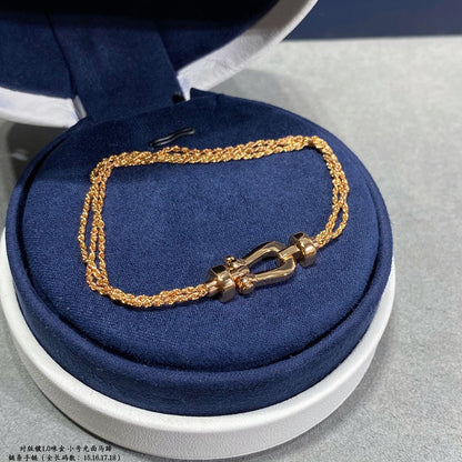 [Select]FORCE SMALL HORSESHOE  DIAMOND CHAIN ROPE BRACELET
