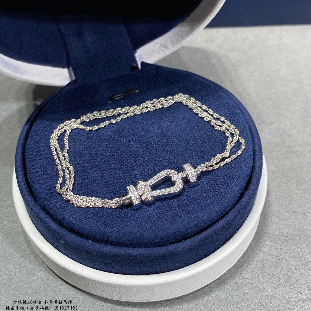 [Select]FORCE SMALL HORSESHOE  DIAMOND CHAIN ROPE BRACELET