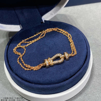 [Select]FORCE SMALL HORSESHOE  DIAMOND CHAIN ROPE BRACELET