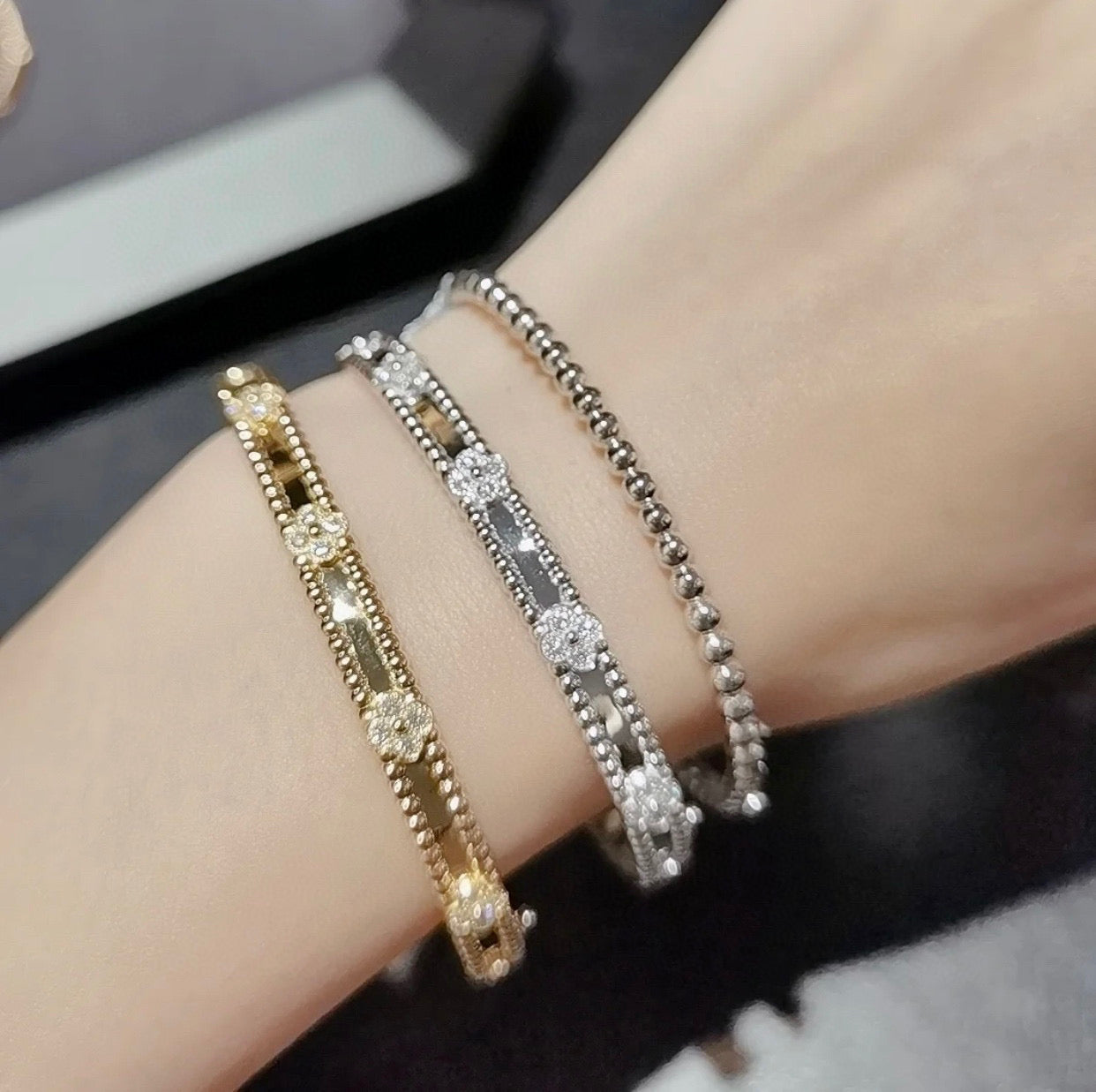 [Select]CLOVER BRACELET 4MM DIAMONDS