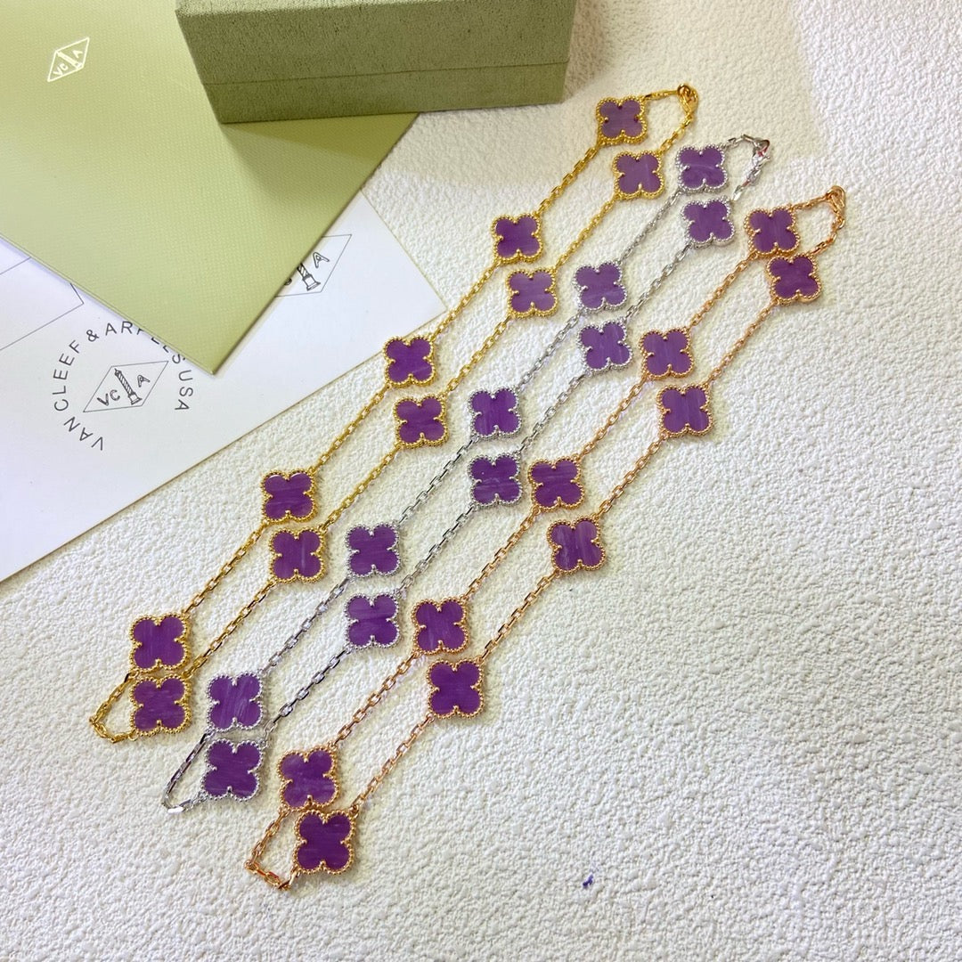 [Select Jewelry]CLOVER 10 MOTIFS  PURPLE VIOLET  NECKLACE