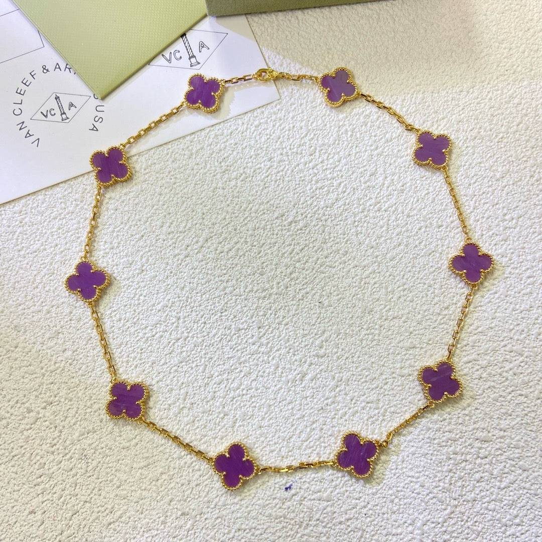 [Select Jewelry]CLOVER 10 MOTIFS  PURPLE VIOLET  NECKLACE