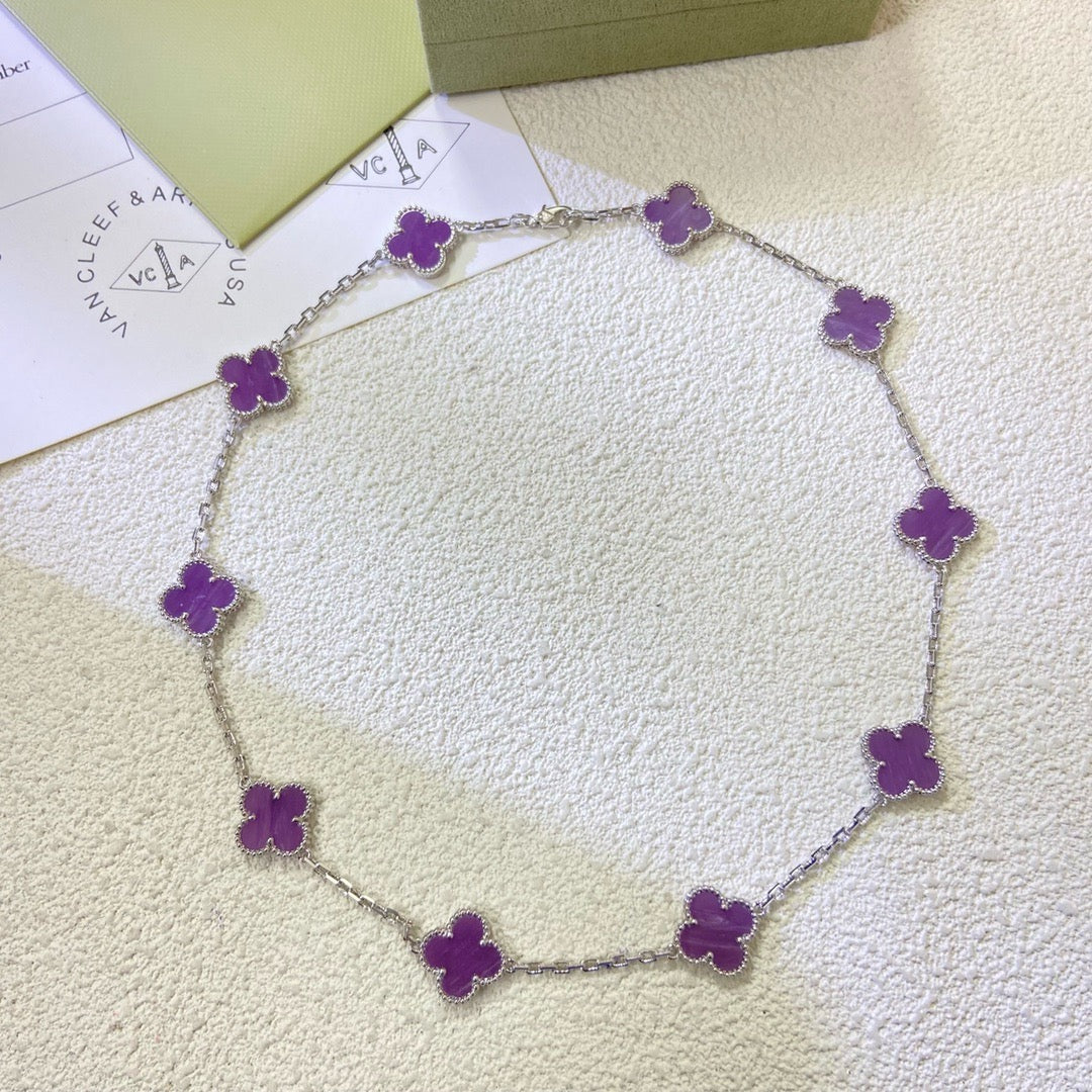 [Select Jewelry]CLOVER 10 MOTIFS  PURPLE VIOLET  NECKLACE