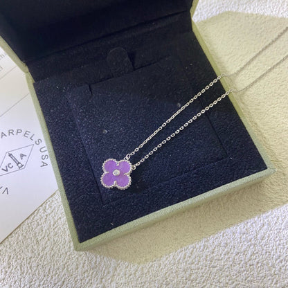 [Select Jewelry]CLOVER 15MM DIAMOND  PURPLE VIOLET NECKLACE