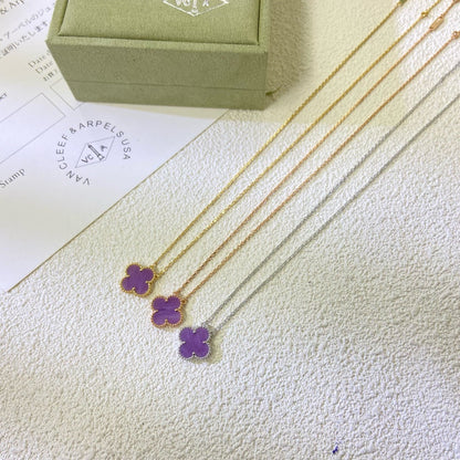 [Select Jewelry]CLOVER 15MM  PURPLE VIOLET NECKLACE