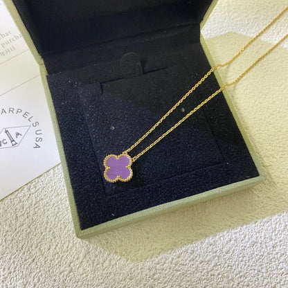 [Select Jewelry]CLOVER 15MM  PURPLE VIOLET NECKLACE