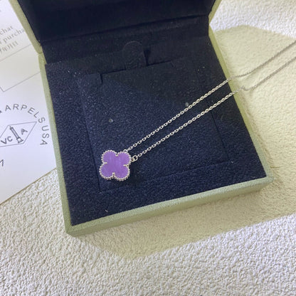 [Select Jewelry]CLOVER 15MM  PURPLE VIOLET NECKLACE