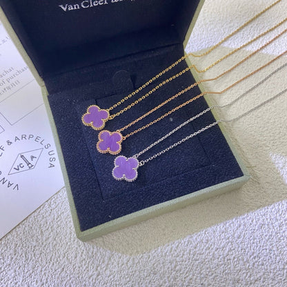 [Select Jewelry]CLOVER 15MM  PURPLE VIOLET NECKLACE