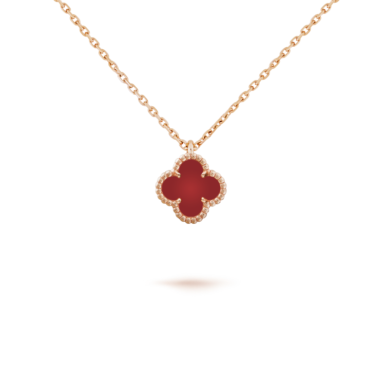 [Select]CLOVER MINI 9.5MM WHITE CARNELIANS NECKLACE