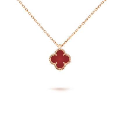[Select]CLOVER MINI 9.5MM WHITE CARNELIANS NECKLACE