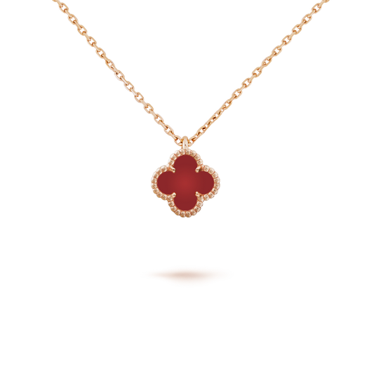 [Select]CLOVER MINI 9.5MM WHITE CARNELIANS NECKLACE