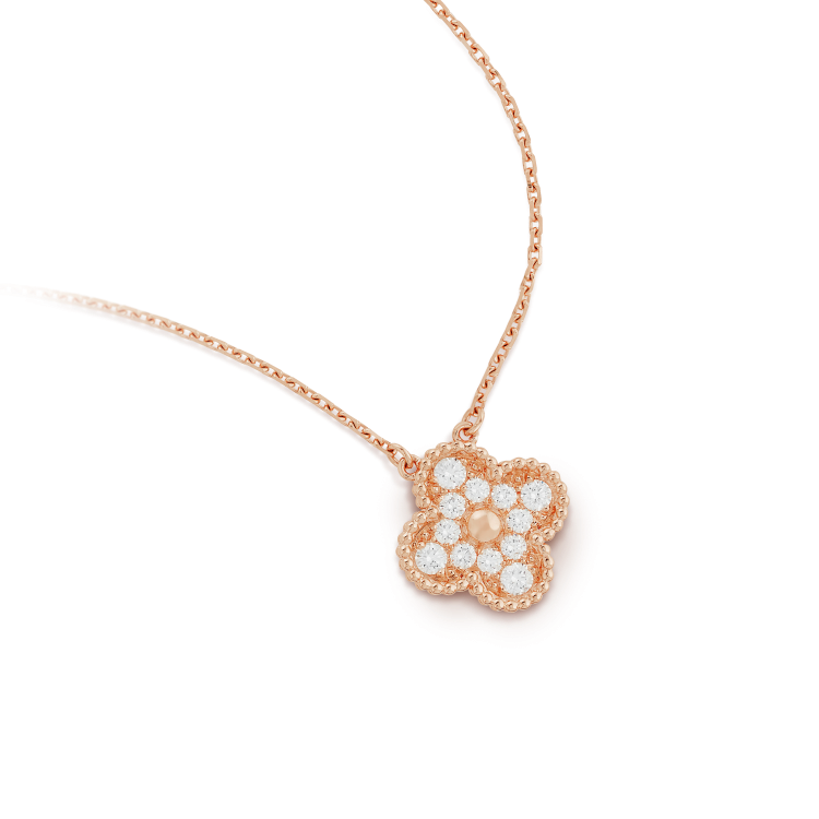 [Select]CLOVER 15MM DIAMOND SINGLE FLOWER NECKLACE