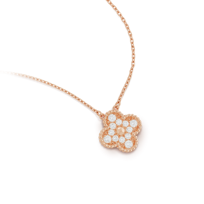 [Select]CLOVER 15MM DIAMOND SINGLE FLOWER NECKLACE
