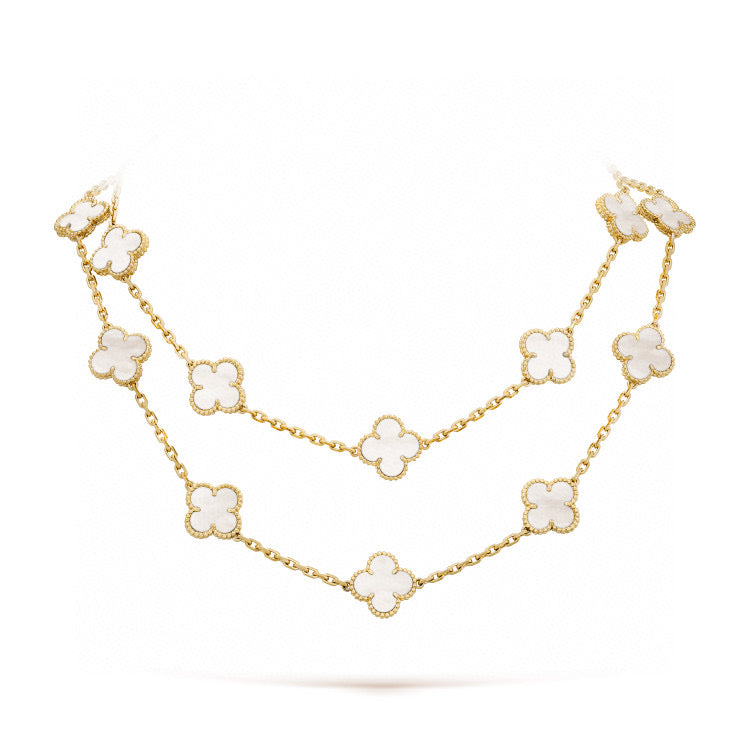 [Select]CLOVER 20 MOTIFS WHITE MOP NECKLACE