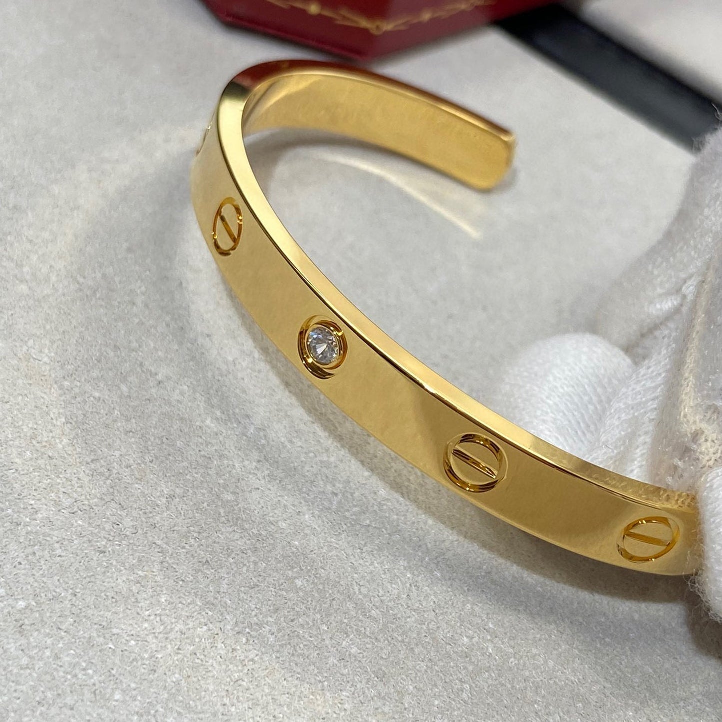 [Select]LOVE BRACELET 6.1MM 1 DIAMOND OPEN CUFF