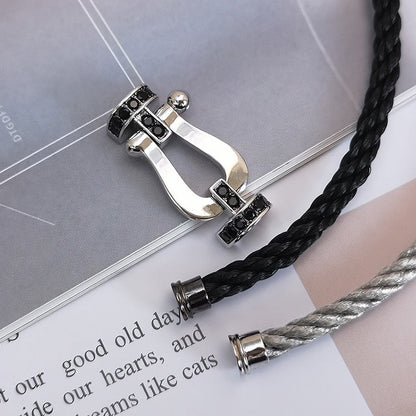[Select]FORCE LARGE HORSESHOE BLACK DIAMOND BRACELET SILVER