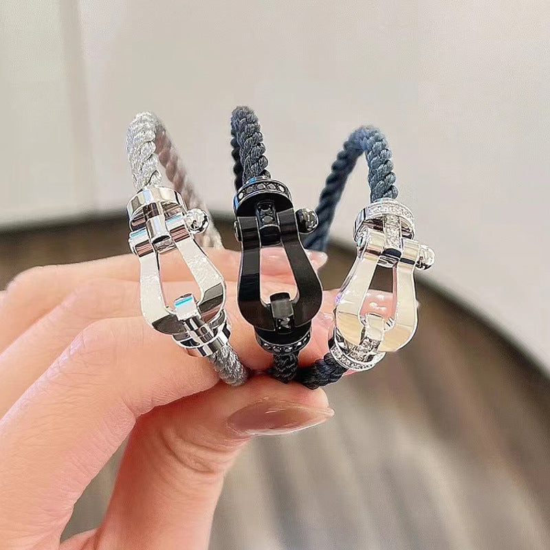 [Select]FORCE LARGE HORSESHOE FULL DIAMOND BRACELET SILVER