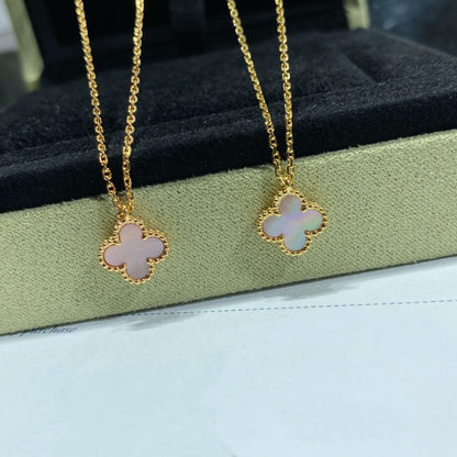 [Select]CLOVER 15MM PINK MOTHER-OF-PEARL SINGLE FLOWER NECKLACE