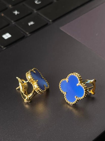 [Select] CLOVER LARGE (20mm) 1 MOTIFS BLUE MOP STUD EARRINGS
