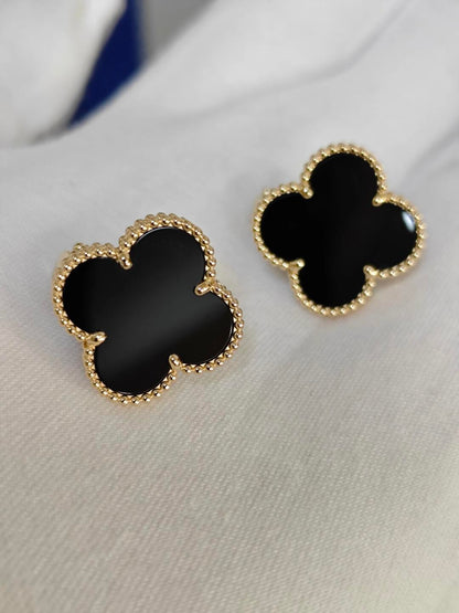 [Select]CLOVER 20MM BLACK MOP EARRINGS