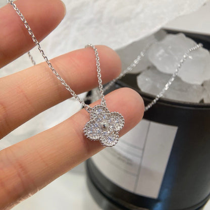 [Select]CLOVER 15MM DIAMOND SINGLE FLOWER NECKLACE