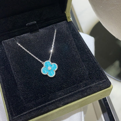 [Select]CLOVER 15MM DIAMOND SVRES PORCELAIN  NECKLACE SILVER