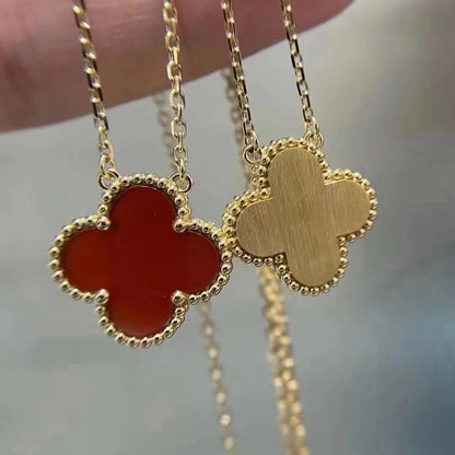 [Select]CLOVER 15MM CARNELIAN SINGLE FLOWER NECKLACE