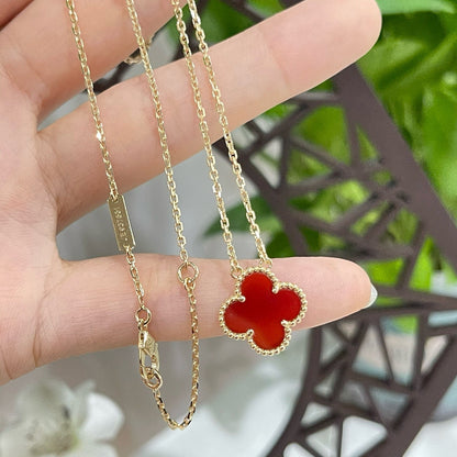 [Select]CLOVER 15MM CARNELIAN SINGLE FLOWER NECKLACE