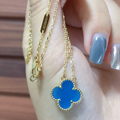 [Select]CLOVER 15MM BLUE AGATE NECKLACE