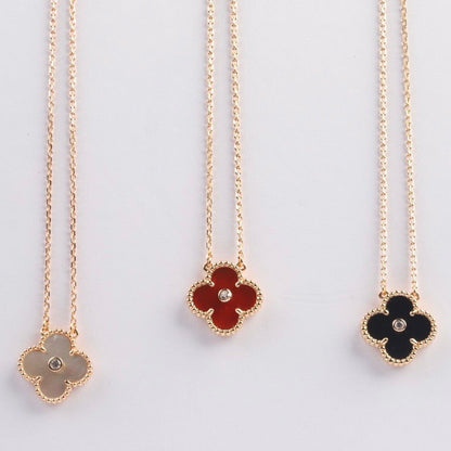 [Select]CLOVER 15MM DIAMOND CARNELIAN NECKLACE