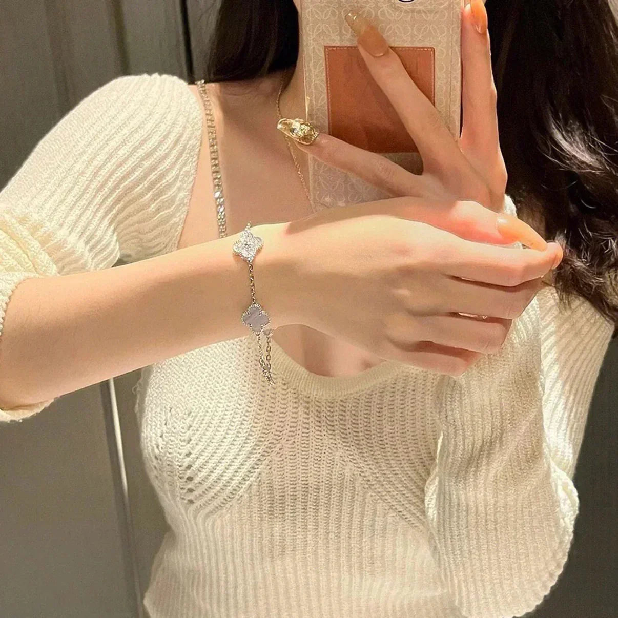 [Select] CLOVER 5 MOTIF PURPLE CHALCEDONY BRACELET COLLECTION