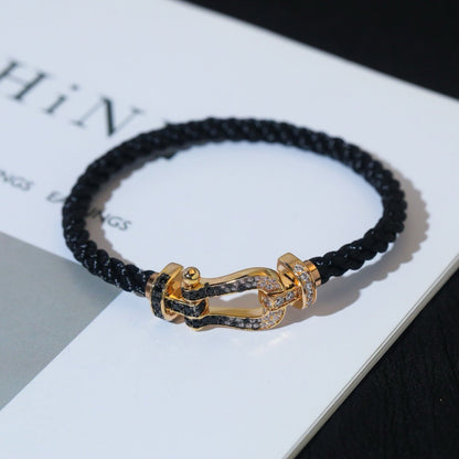 [Select]FORCE LARGE HORSESHOE BLACK WHITE DIAMOND BRACELET SILVER