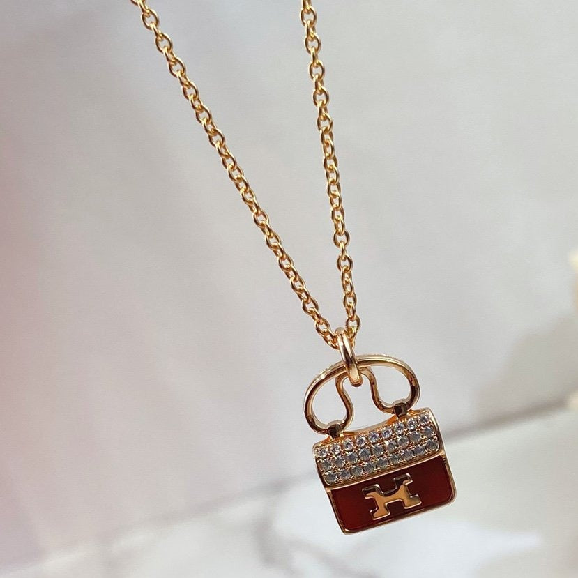 [Select]CONSTANCE RED PEDANT PINK GOLD NECKLACE