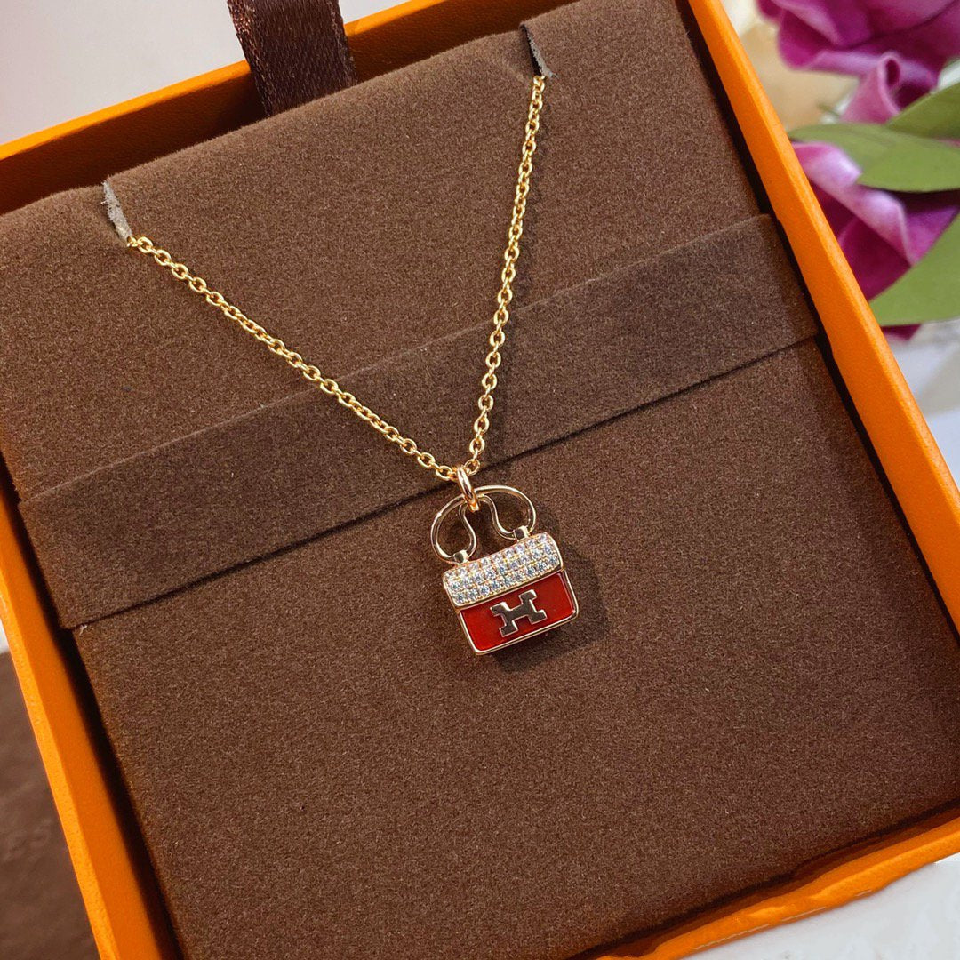 [Select]CONSTANCE RED PEDANT PINK GOLD NECKLACE