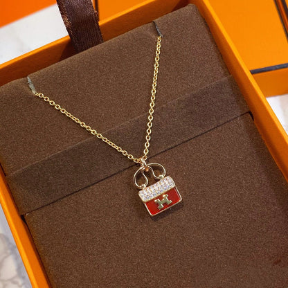 [Select]CONSTANCE RED PEDANT PINK GOLD NECKLACE