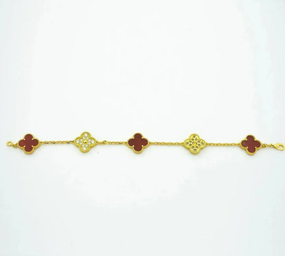 [Select] CLOVER 5 MOTIF RED CORNELIAN BRACELET COLLECTION