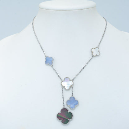[Select]CLOVER MOP CHALCEDONY NECKLACE SILVER 6 MOTIF
