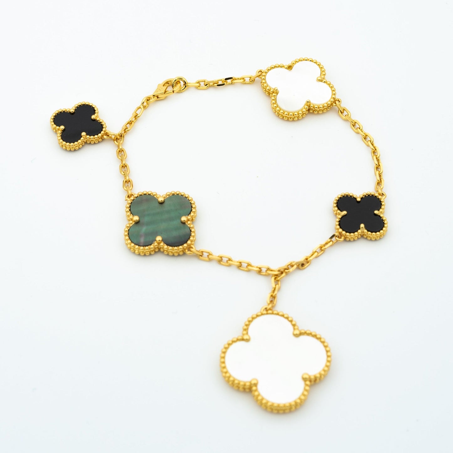 [Select]CLOVER BRACELET 5 MOTIFS ONYX MOP